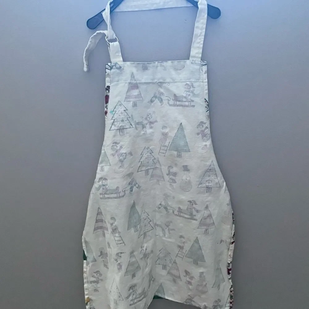 Ritz Christmas Tree Kids Green and Cream Holiday Apron